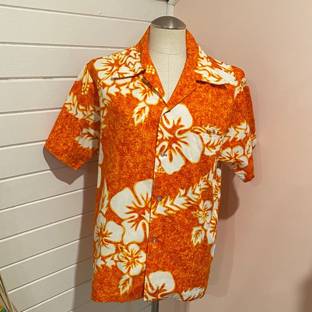 Vintage 1970s Barkcloth Hawaiian Shirt, Men’s Size S/M